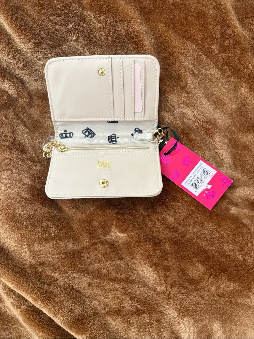 Juicy Couture Pastel Checkerboard Key & Card Holder with Gold Logo